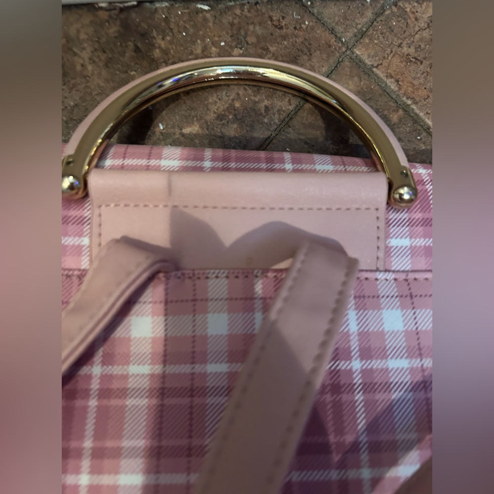 Pink plaid gingham coquette Lolita backpack cottage bag cosplay purse hot topic - Picture 8 of 9
